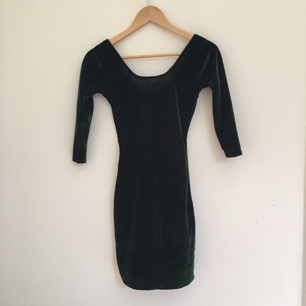 Emerald green velveteen dress